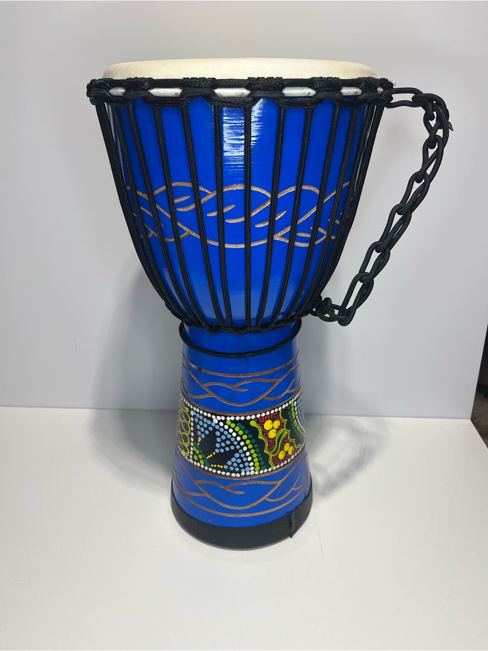 Blue Djembe Drum 20" tall Music Instrument
